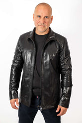 Men's leather jacket Bobi Black